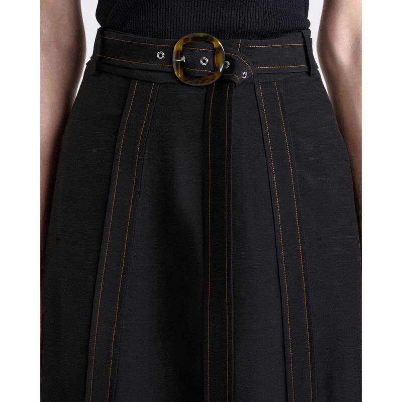 Cue Viscose Blend Topstitched Midi Skirt image number 2